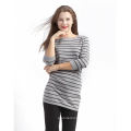 Best Prices excellent quality grey stripe pattern pure cashmere sweater